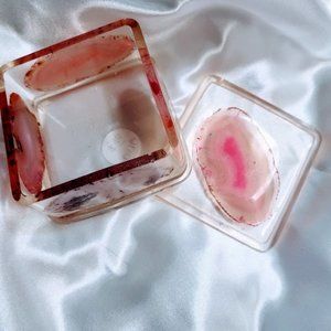 Pink Agate Resin  Trinket / Jewelry Box ~ Hand Made